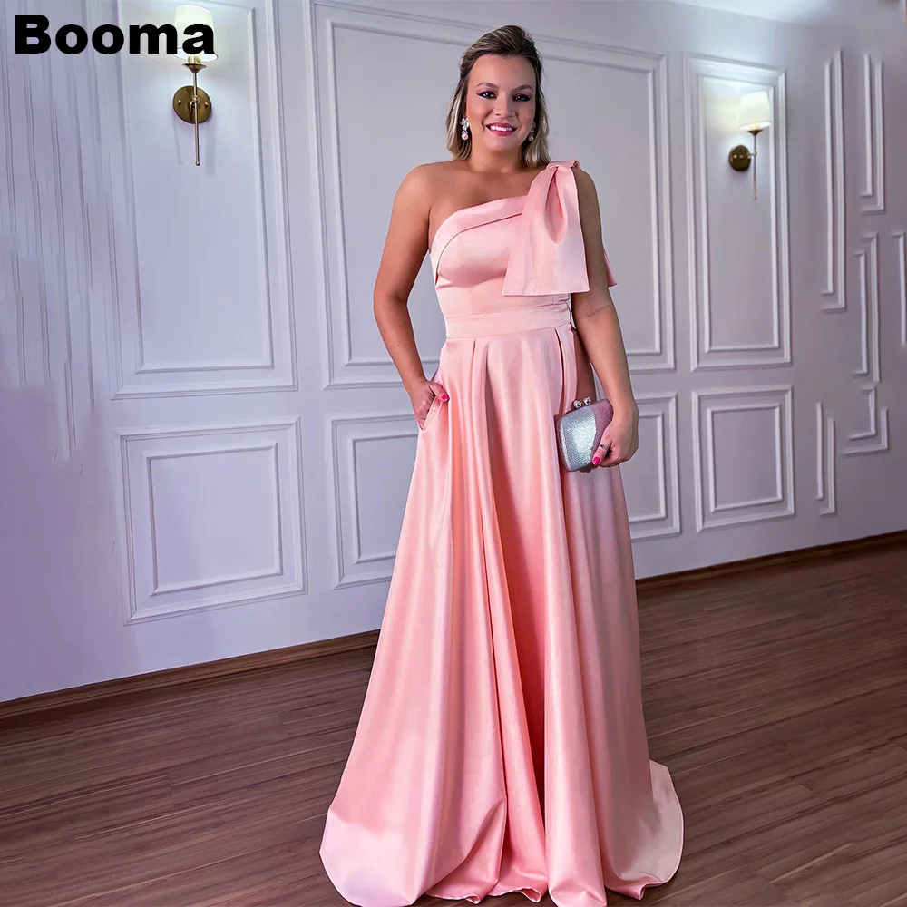 

Вечерние платья трапециевидной формы с розовым пятном Booma, элегантные вечерние платья на одно плечо, вечерние платья для выпускного вечера, vestidos de noche