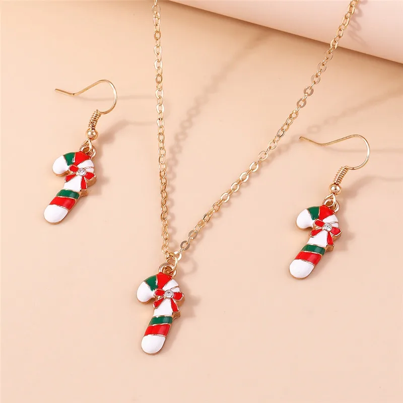 Leslie Fashion Weihnachts-Schneemann-Halskette, Weihnachtsmann, Hirsch, Weihnachtsbaum, Halskette, Ohrringe für Damen, Neujahrs-Schmuckset – Detail 10