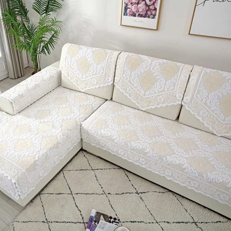 Simple modern sofa cover towel thickened encryption non-slip lace sofa cushion backrest towel armrest towel 3