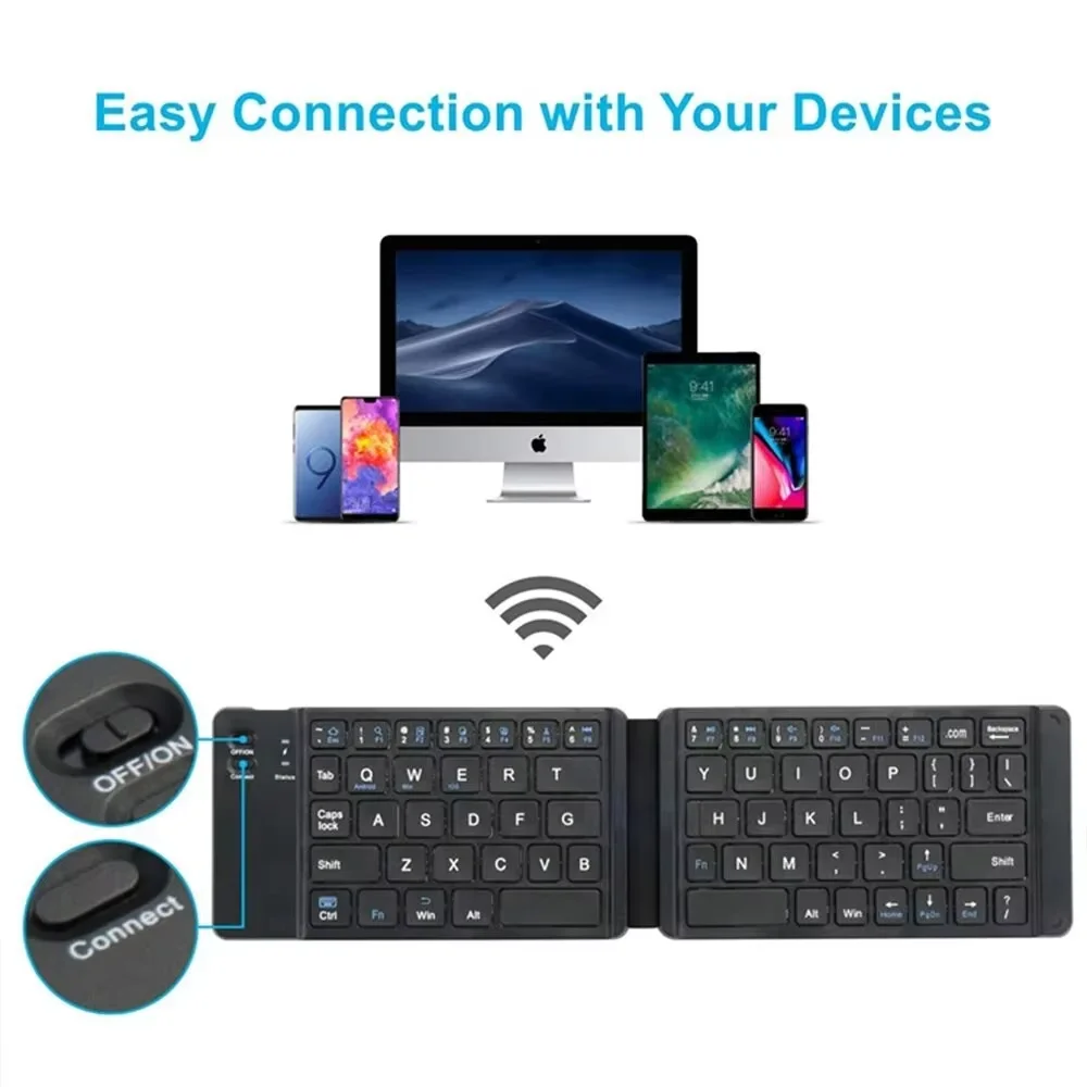 Foldable Bluetooth Keyboard Office Mini Keyboard Rechargeable Portable Wireless Keyboard For IPAD Mobile Tablet Notebook