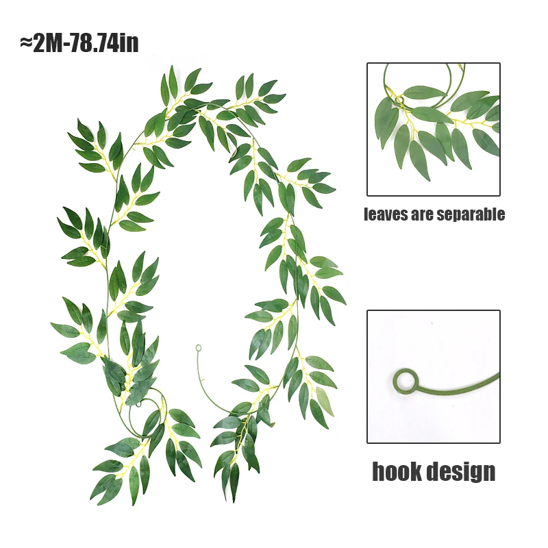 Artificial Plants Willow Vines Eucalyptus Garland Ivy Greenery Leaf Wall  Decor Wedding Backdrop Room Home Decoration Accessories