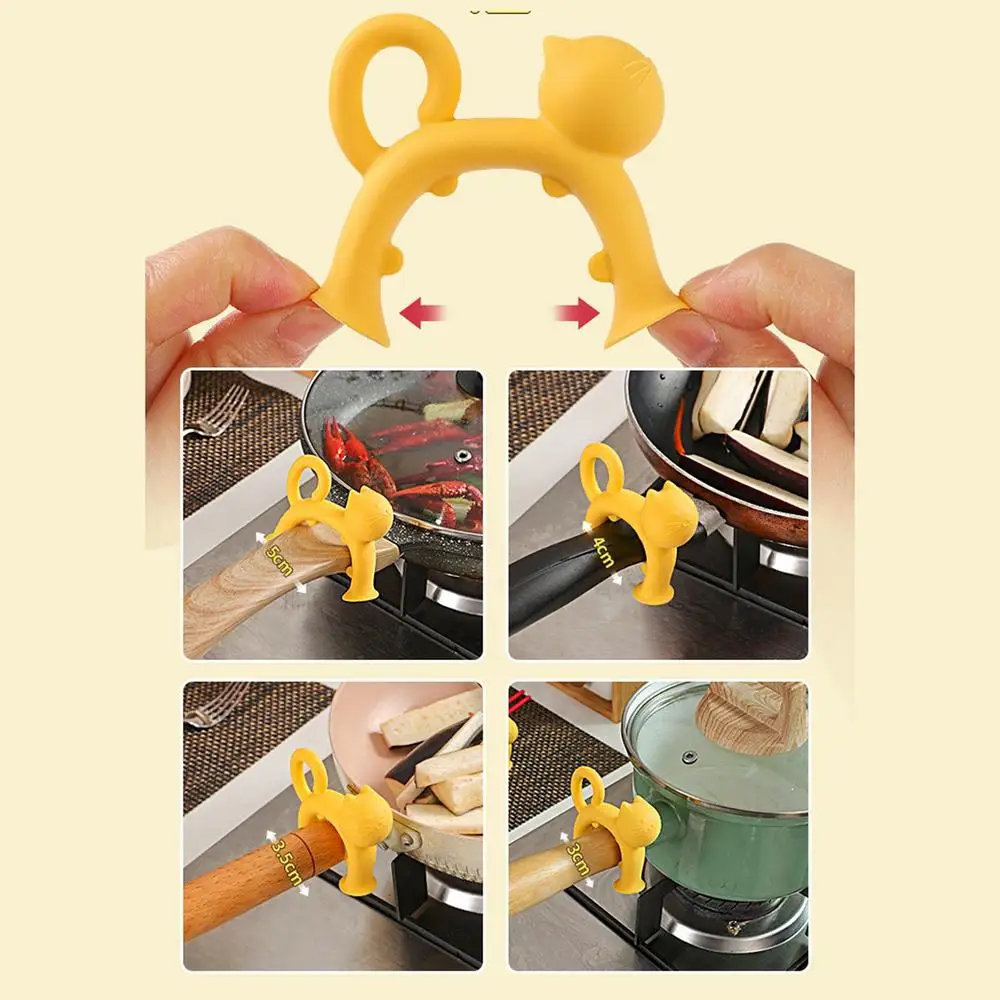 Description Picture 6 of itemSilicone Spatula Holder Cat Shape Rack For Shovel Spoon Anti-scalding Spatula Rest Bracket Clips For Home Kitchen Restaurant Use