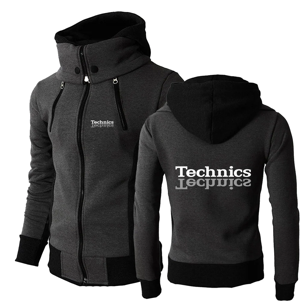 

Technics 2023 Men's Dj 1200 Turntable Music New Autumn Winter Print Jacket Outdoor Warm Double Zipper Hooded High Collar Jacket