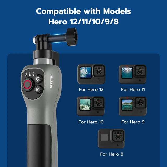 TELESIN bâton de Selfie sous-marin étanche plongée extensible Selfie bâton télécommande sans fil pour Gopro Hero 8 9 10 11 12 13 5