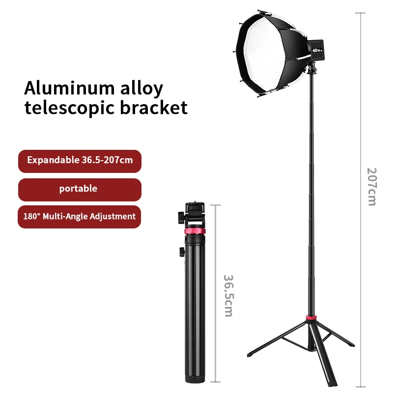 Light stand photographic light stand photo tripod Extendable Aluminum Tripod Portable Adjustable Light Stand 1/4 Screws Head Camera Phone Tripod Lightweight for Traveling