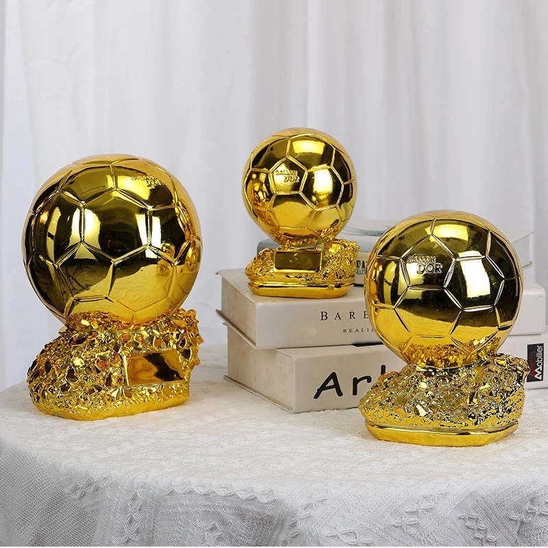

European Football Golden Ball Trophy Souvenir Soccer Spherical Champion Player Competition Award Fans Gift Home Decor Handicraft