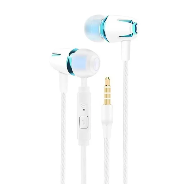 Wired Earphone Electroplating Bass Stereo In-ear Headsets with Mic Hansfree Call Phone Headphone for Android iOS Dropshipping Blue