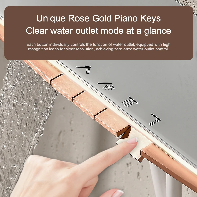 Digital Display Waterfall Shower Set Bathroom Cream Smart Shower Apartment Ambient Light Large Shelf Booster Nozzle 2