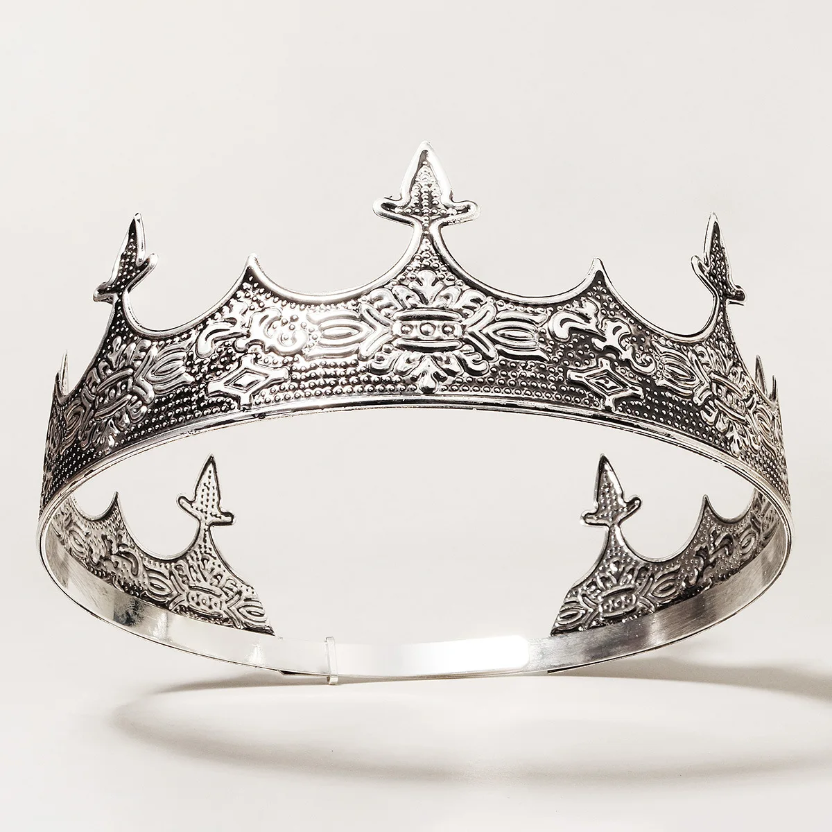 Barock Vintage Metall Kreis Tiara Royal Queen König Krone Männer Königin Haar Zubehör Tiara Leistung Tiara Unisex Prinz Krone – Detail 6