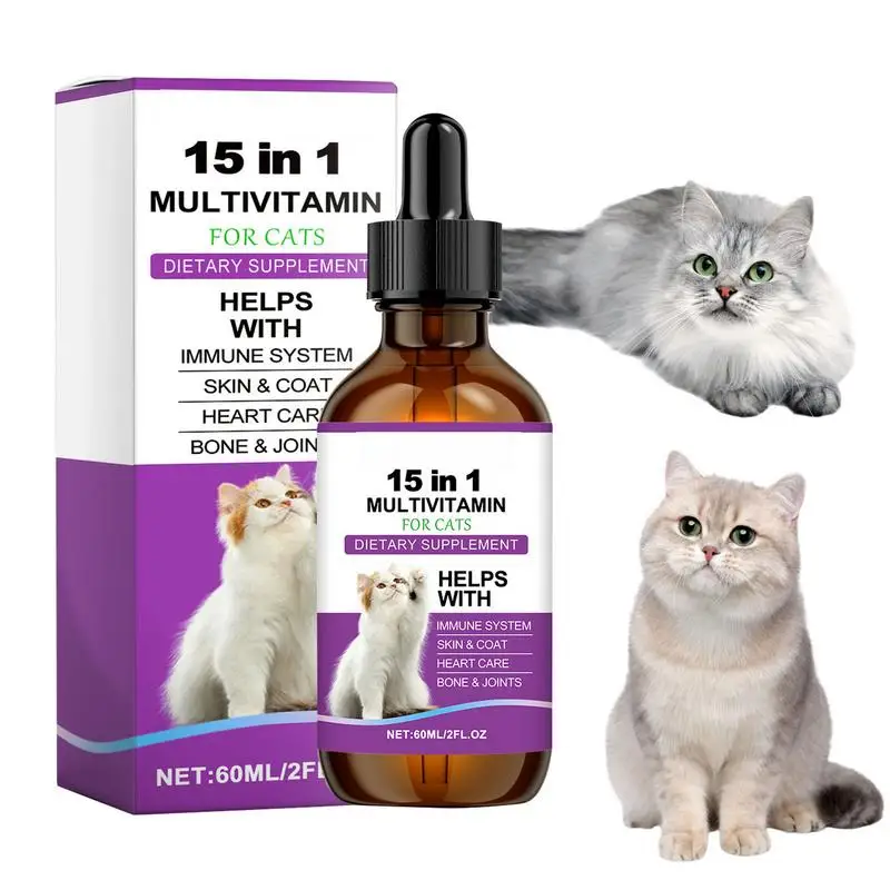 Cat Body Care Dropss For Indoor Cats 15 In 1 Body Care Drops Drops Daily Supplement 60ml For Supports Joint