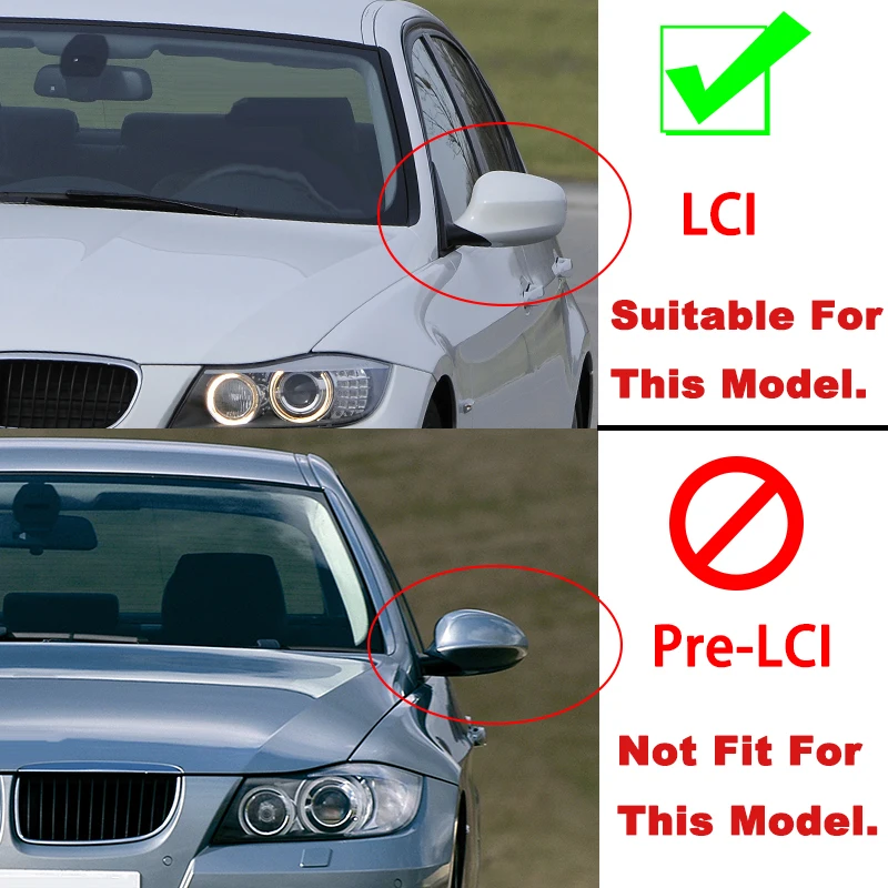 Rhyming 백미러 커버 윙 사이드 미러 캡 자동차 액세서리 BMW Facelift E90 E91 2008-2011 E92 E93 2010-2013 LCI