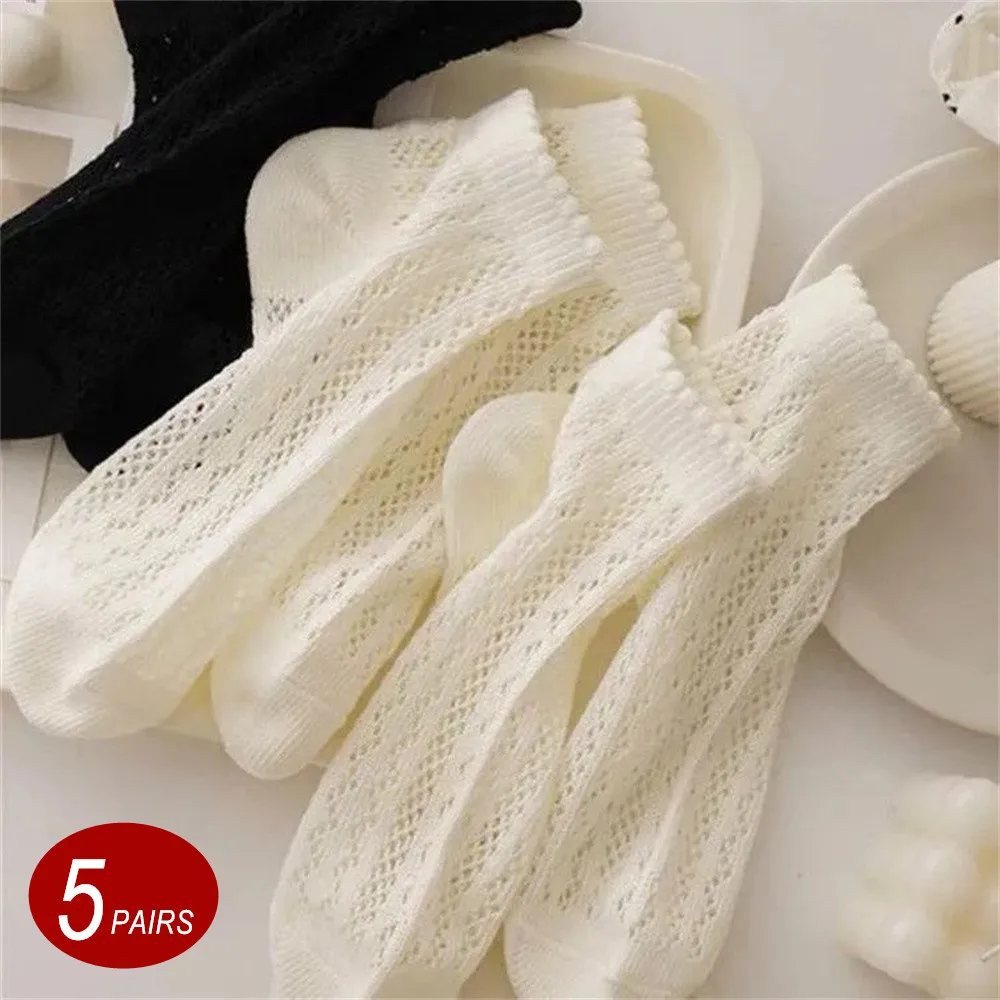 Women Cotton Breathable Low Cut Ankle Socks 5Pair Spring Summer Autumn Casual Lady Girls Solid Color Comfortable Short Socks