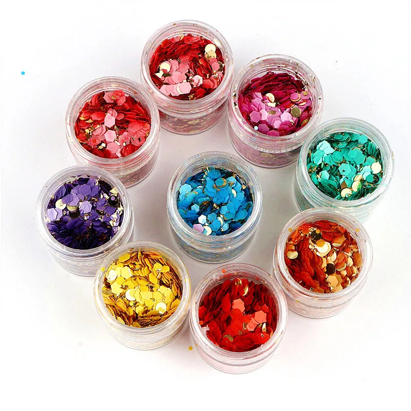 Mix Nail Art Glitter Sequins Hexagonal Pigment Powder Sequin Flakes Face Makeup Nail Accesoires For Manicure Design 1jar 10ml sequins for crafts,sequins accessories,nail art decor
