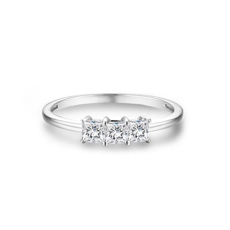 

YUESHANG Lefei Fashion Luxury Trendy Classic Moissanite Fine 3 Suqare Round Ring For Charm Women 925 Silver Party Jewelry Gift