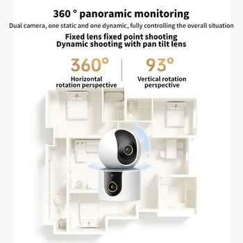 2025 Xiaomi Smart Camera C500 Versione con doppio obiettivo Telecamera di sicurezza da 4 MP 360 °   Rilevazione AI Visione notturna a colori WiFi 6 M