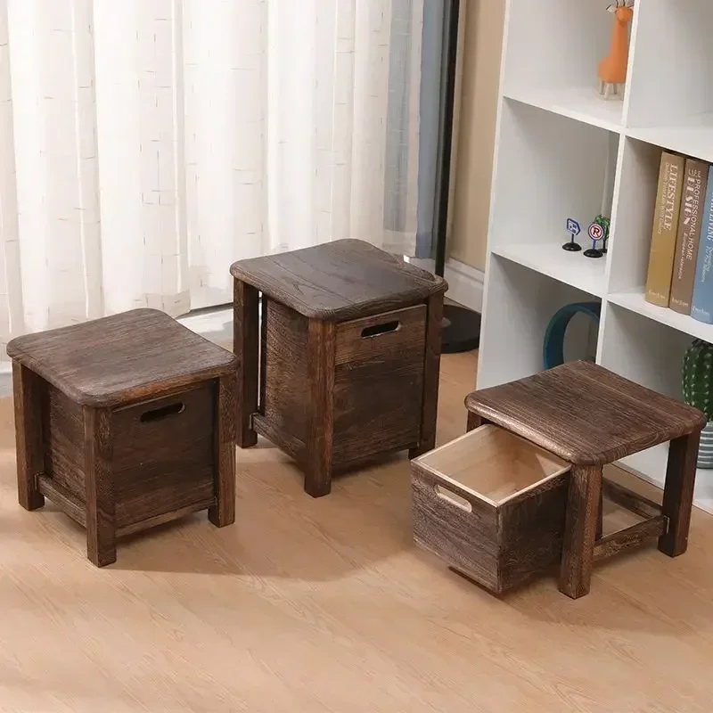 Nordic Storage Solid Wood Small Stool Modern Storage Stool Home Entrance Hallway Shoe Changing Fashion Simple Home Decor