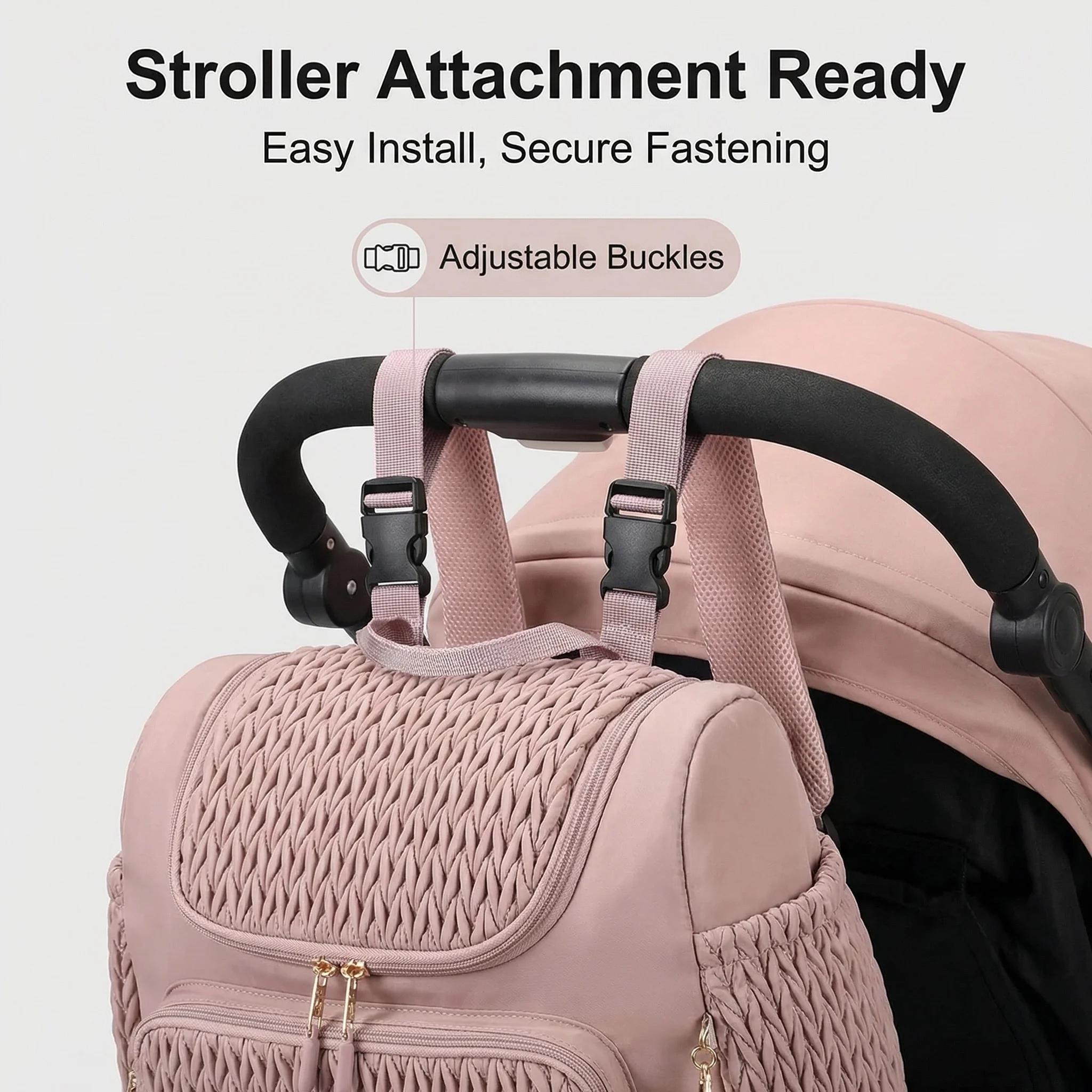 Fashion Mommy Diaper Backpack Large Capacity Baby Care Stroller Hanging Bag Travel Nursing Backpack for Mothers with Organizer - 5