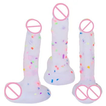 Transparent Jelly Dildo Simulation Crystal Rainbow Silicone Dildo Sex Toys for Women Realistic Dildo Suction Cup Penis Anal Plug 2