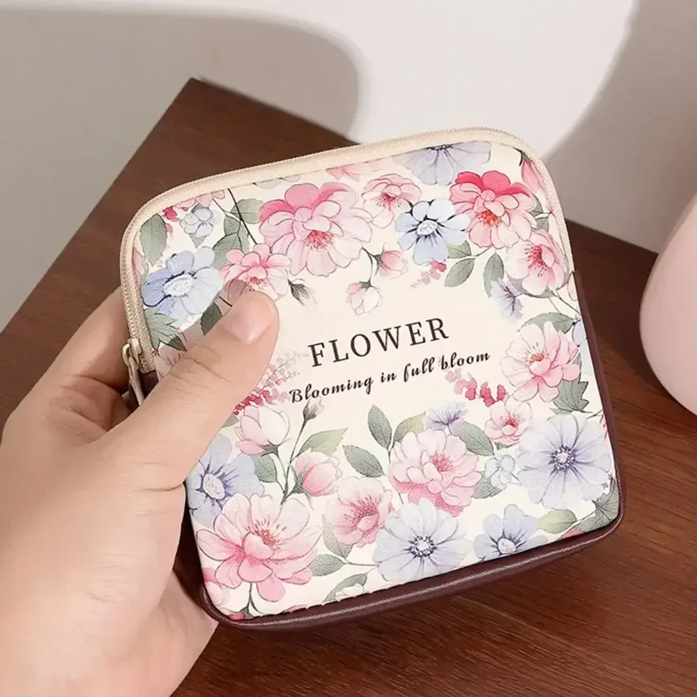 Floral Print Multipurpose PVC Cosmetic and Coin Storage Bag