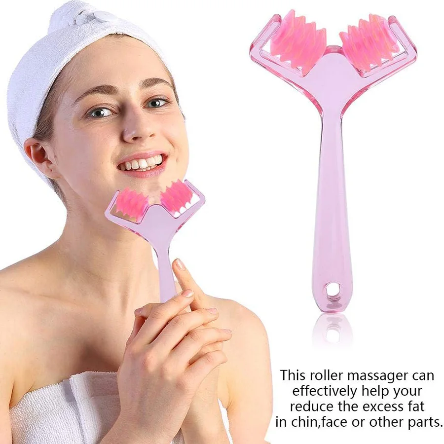 New Pink Roller Massager Facial Massage Face Lifting Body Slimming Muscle Pressure Acupoint Stimulation Body Manual Masssager
