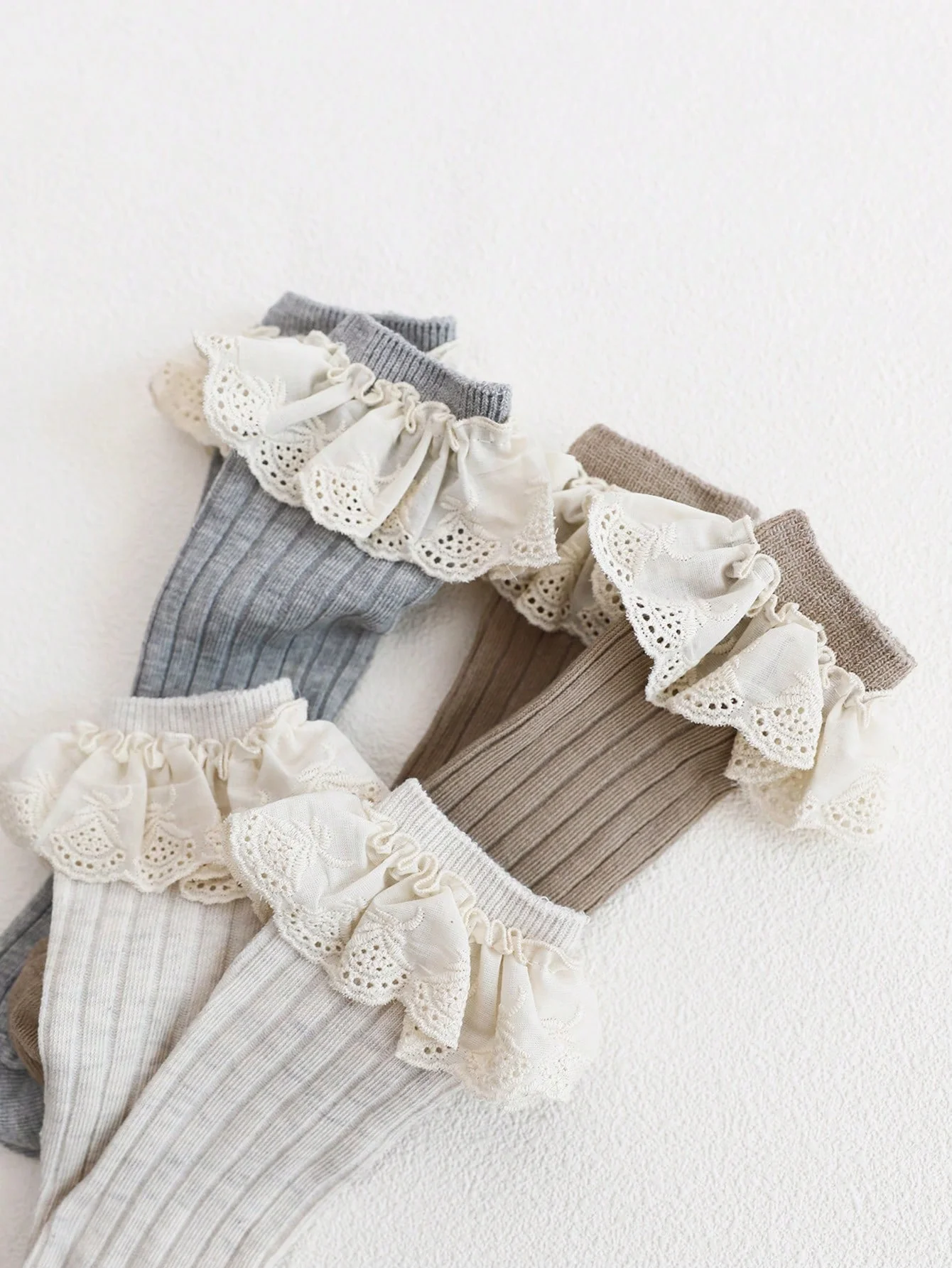 3 Paar Kniestrümpfe für Babys, lange Stoff-Spitzen-Socken für 1–6 Jahre Kleinkinder und Mädchen, weiche Prinzessinnen-Socken für Kinder – Detail 8