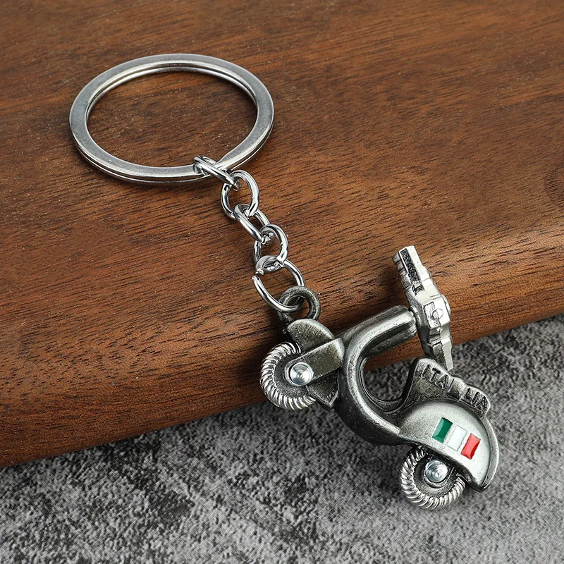 Scooter keychain silver finish lifestyle shot