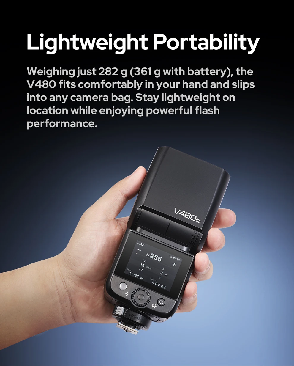 【New】Godox V480 TTL Li-ion Camera Flash, 650 Full-Power Flashes Built in Styling