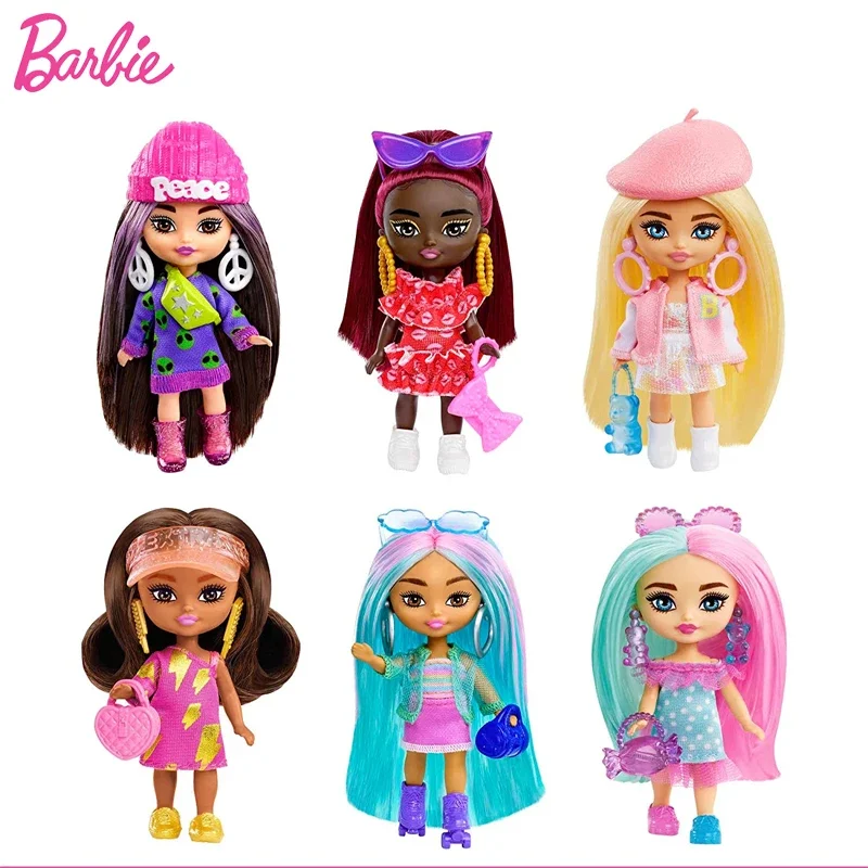 

Original Barbie Doll Mini Minis Extra Bjd Dolls Fashion Clothes Stand Girls 3.25-inch 1/12 Big Hair Accessories Toys for Kids