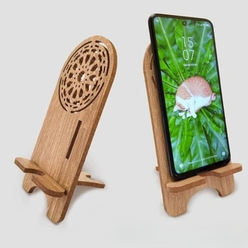 Supporto per cellulare in legno da scrivania, organizer e supporto di ricarica. Puoi utilizzarlo orizzontalmente e verticalmente per telefoni e tablet.