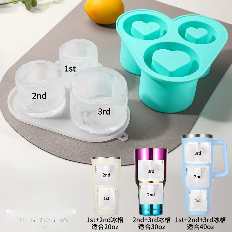 Stanley Accessories Summer Ice Mould Cube Trays Ice Making Beverage Cup Maker Heart-shaped Silicone Molds for Stanley Cup