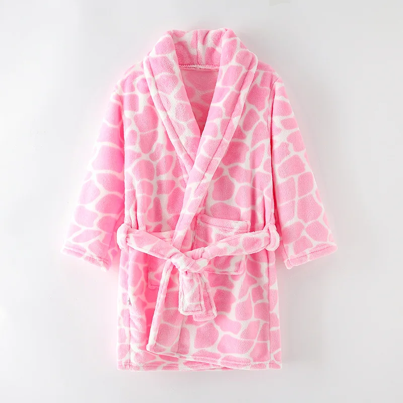 Long Sleeve Children's Bathrobe Cartoon Cow Kids Robe Cute Animal Boy Bath Robe Spring Autumn Girls Bath Towel Clothes 4 6 8 10Y