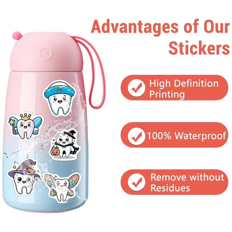 100PCS 재미 있은 치아 패턴 낙서 스티커 DIY 장식 데칼 노트북 전화 기타 물병 수하물 헬멧 노트북 장난감