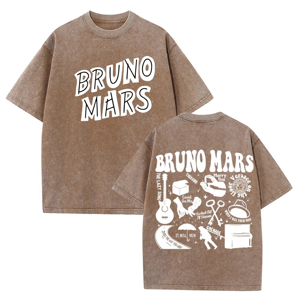 Bruno mars 24k magia lavada camiseta bruno mars doo wops hooligans camisa casual harajuku curto algodao tshirts AliExpress