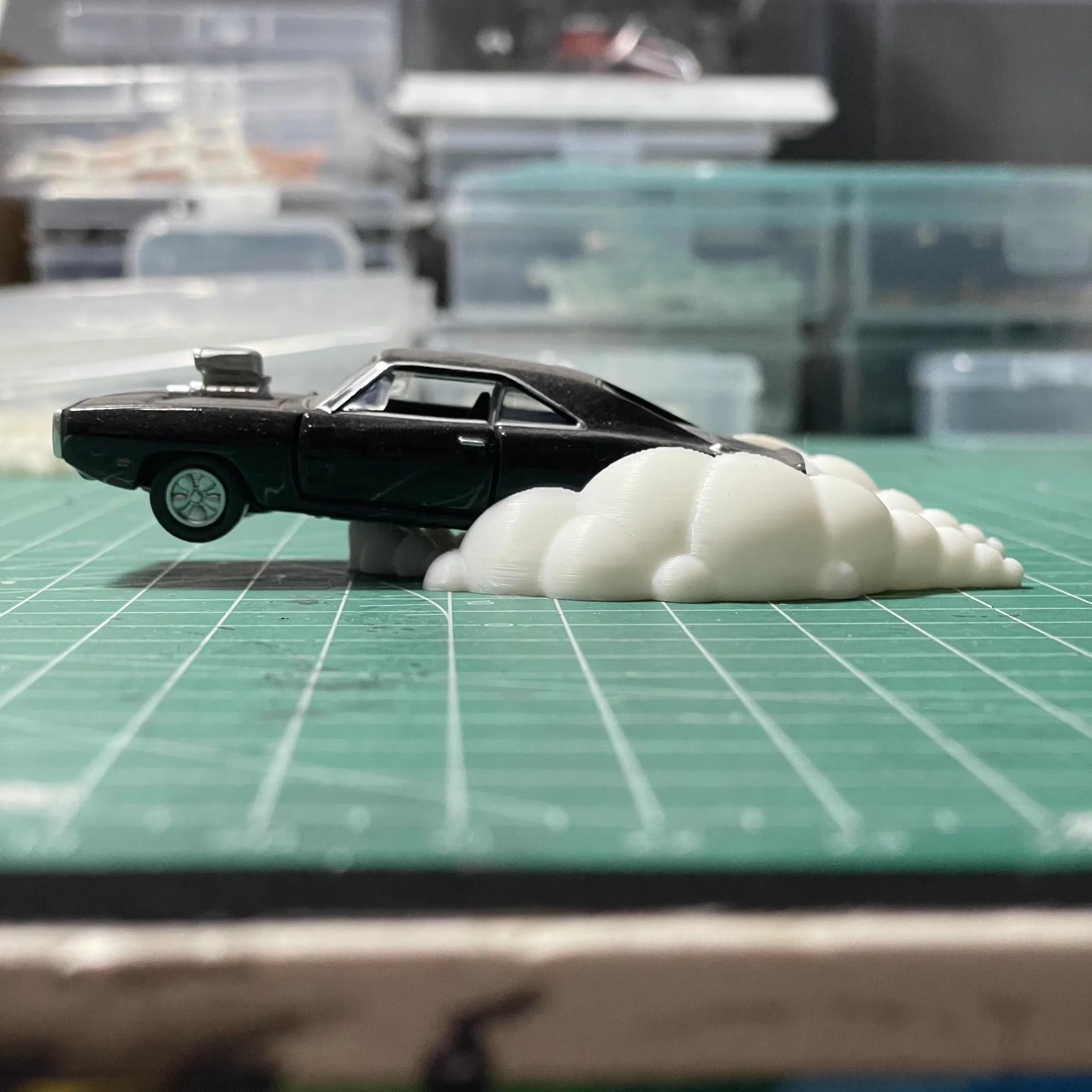 1:64 드리프트 타이어 모델 자동차 연기 특수 효과 장면 차고 디오라마 폭 3.1cm