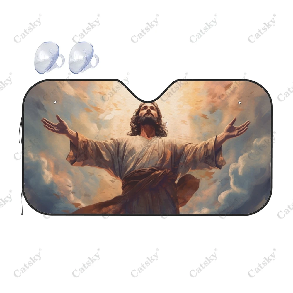 

Jesus Christ Colorful Style Car Windshield Sunshade, Front Auto Car Windshield Sun Shade Blocks Uv Rays Sun Visor Protector