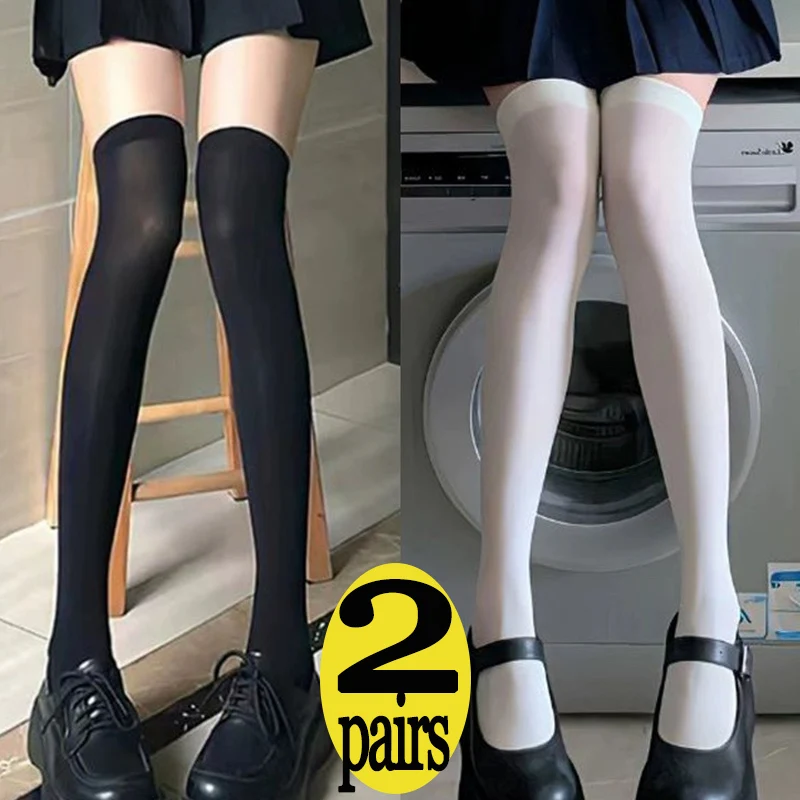 Over Knee Socks 1/2pairs Sweet Women Girs Sexy Nylon Calf Thigh High Stockings Legging JK Lolita Cosplay Tights