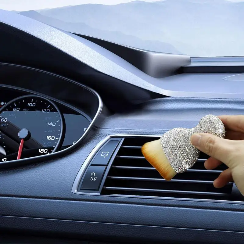 

Car Interior Brush Dusting Tool Bling Handle Scratch Free Soft Bristles Portable Car Cleaning Supplies Automotive Dashboard