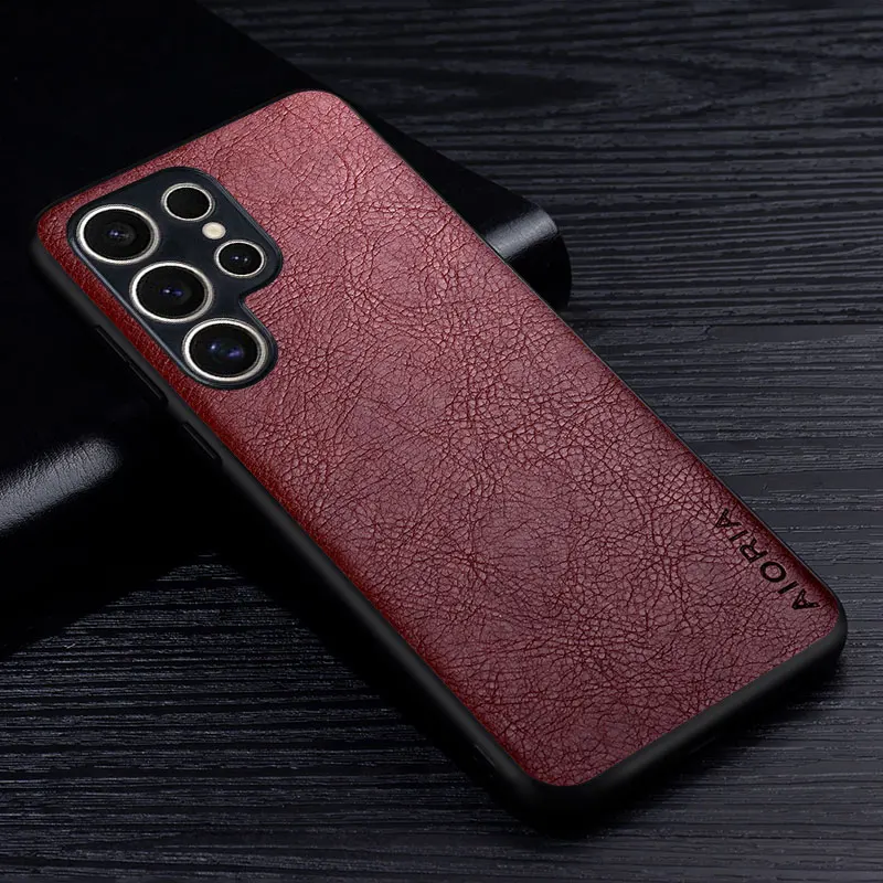 Premium Retro Litchi Leather Case - High-Grade Soft TPU Shockproof Cover
