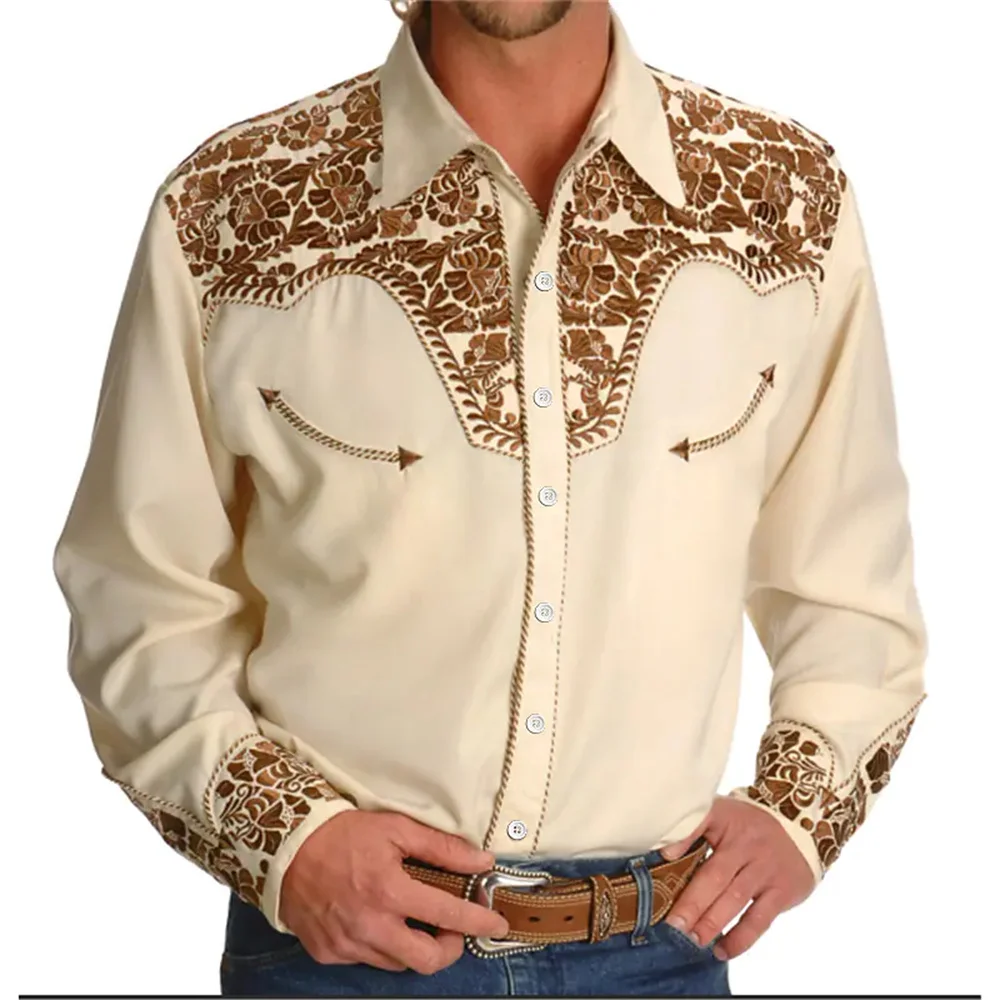 Chemise Manches Longues Western Cowboy Pour Hommes denim Vintage Chemise Manches Longues Western Cowboy Pour Hommes denim Vintage