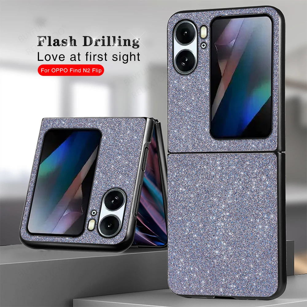Custodia Per Telefono Glitterata Rosa Lucida Per Oppo Find N2 Flip N 2 Flip N2Flip 5G Cover Bling Hard Pc Antiurto Coques Findn2Flip 6.8 Pollici