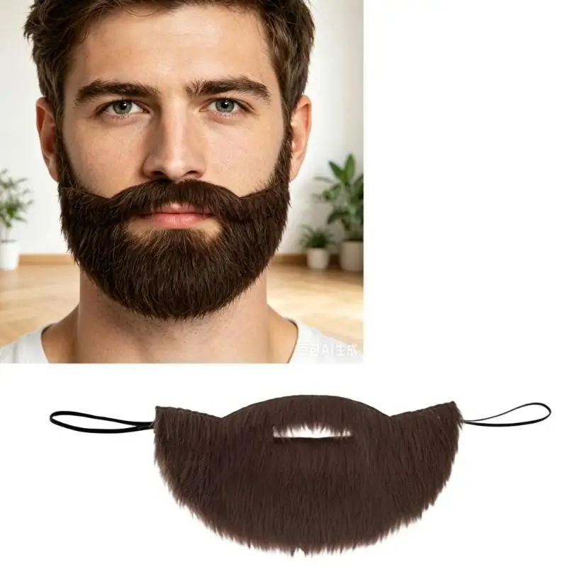 39BB Accessorio per barba da palcoscenico per costume da barba Marrone, effetto capelli, per feste cosplay e styling dei - immagine 5