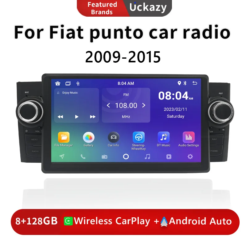 

Carplay Android 13 Wireless Auto For Fiat Grande Punto Linea 2007 - 2012 Car Navigation Multimedia Video Radio Player Stereo