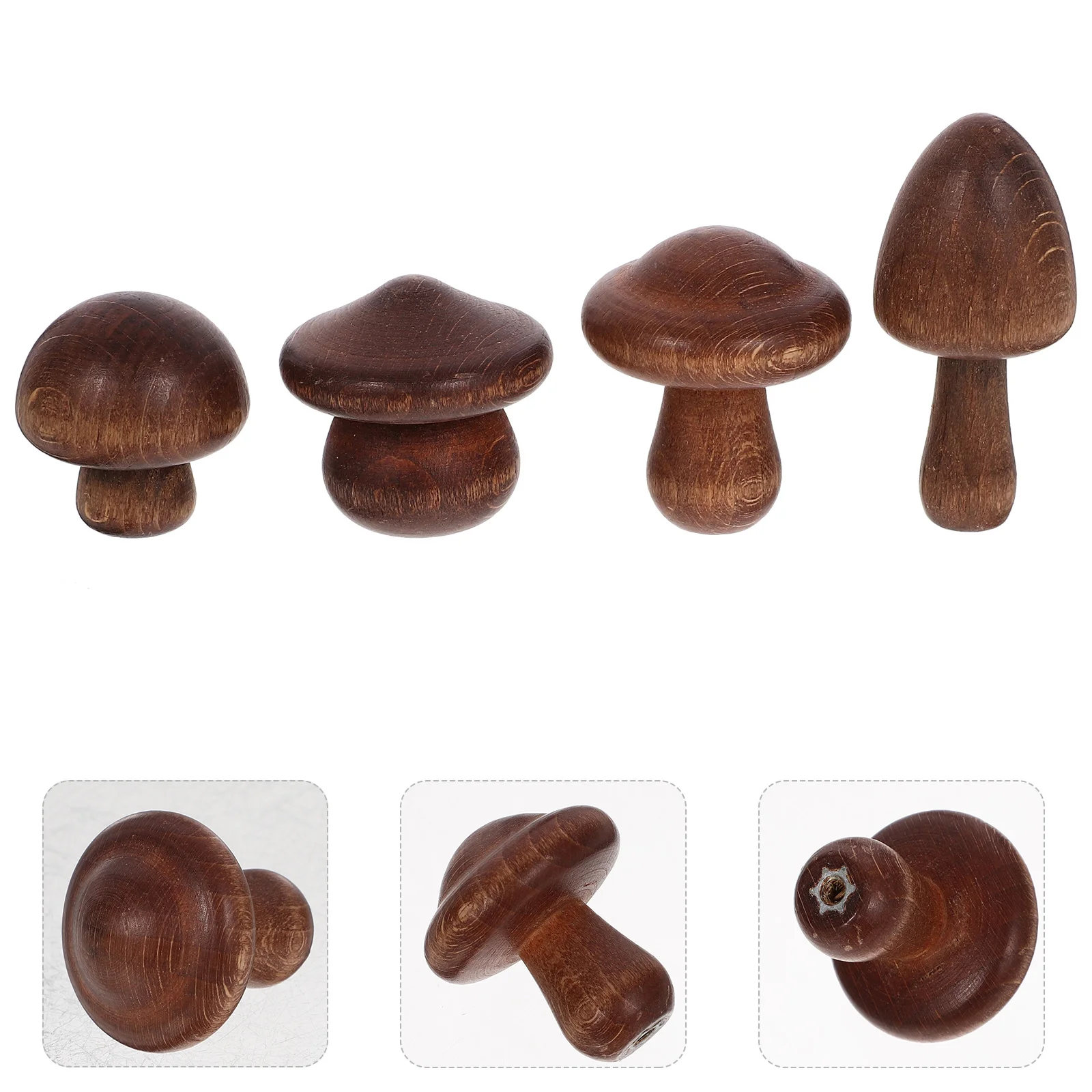 

4pcs Kitchen Bathroom Wall Hook Wooden Mushroom Coat Hooks Nail Free Wood Hook