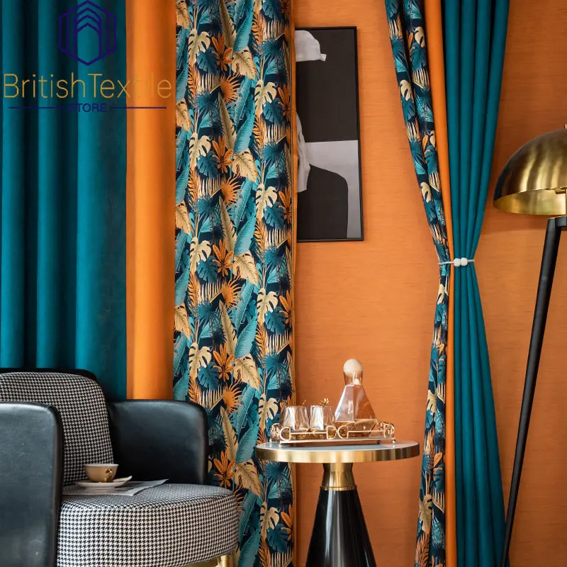 Светильник кие Роскошные американские шторы для гостиной, спальни, ретро шениль, простые скандинавские синие шторы трех цветов