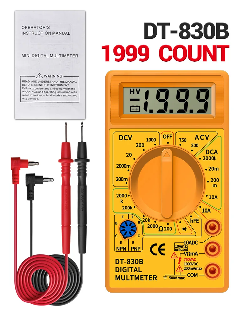 ANENG DT830B multimeter multimetro tester handheld multímetro voltímetro  ammeter multímetros polimetro multifuncional digital mini multímetro  profesional