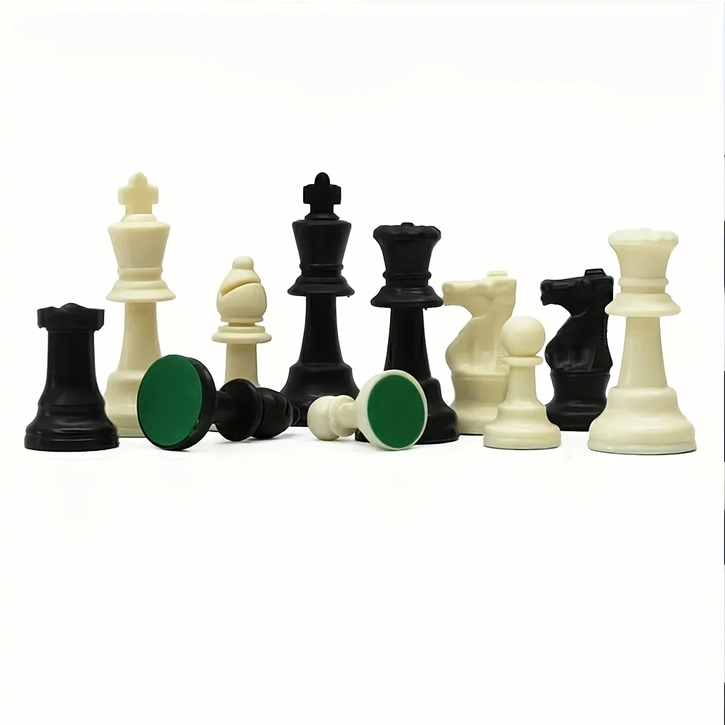 32pcs Plastic Chess Pieces Black and White Tuba king 9.7cm high Magnetic Chess Set Board Game