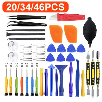 Kit di strumenti multifunzionali per riparazione e smontaggio da 20/34/46 pezzi, inclusi le barre di sollevamento e il cacciavite, per la riparazione di telefoni cellulari e tablet
