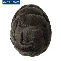 Prothèse capillaire pour homme en cheveux humains indiens, toupée à peau fine injectée 0,12-0,14 mm, densité 130 % 6