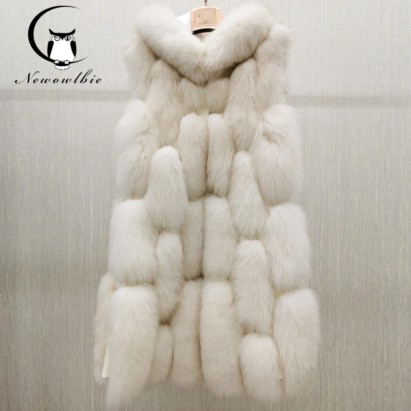 High Quality Luxury Women Real Fur Coat Winter Jacket Long Natural Fox Fur Vest Real Sheepskin Leather Hood Thick Warm Overcoat luxury women real fur coats winter fashion high quality natural whole skin fox fur jacket with hood genuine leather fur overcoat