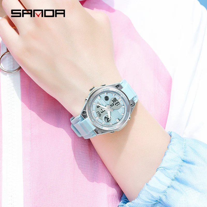 SANDA Brand G Style LED Digital Watch Women Sport Chronograph Lady Quartz Wristwatch 50m Waterproof Female Girl Electronic Clock 6
